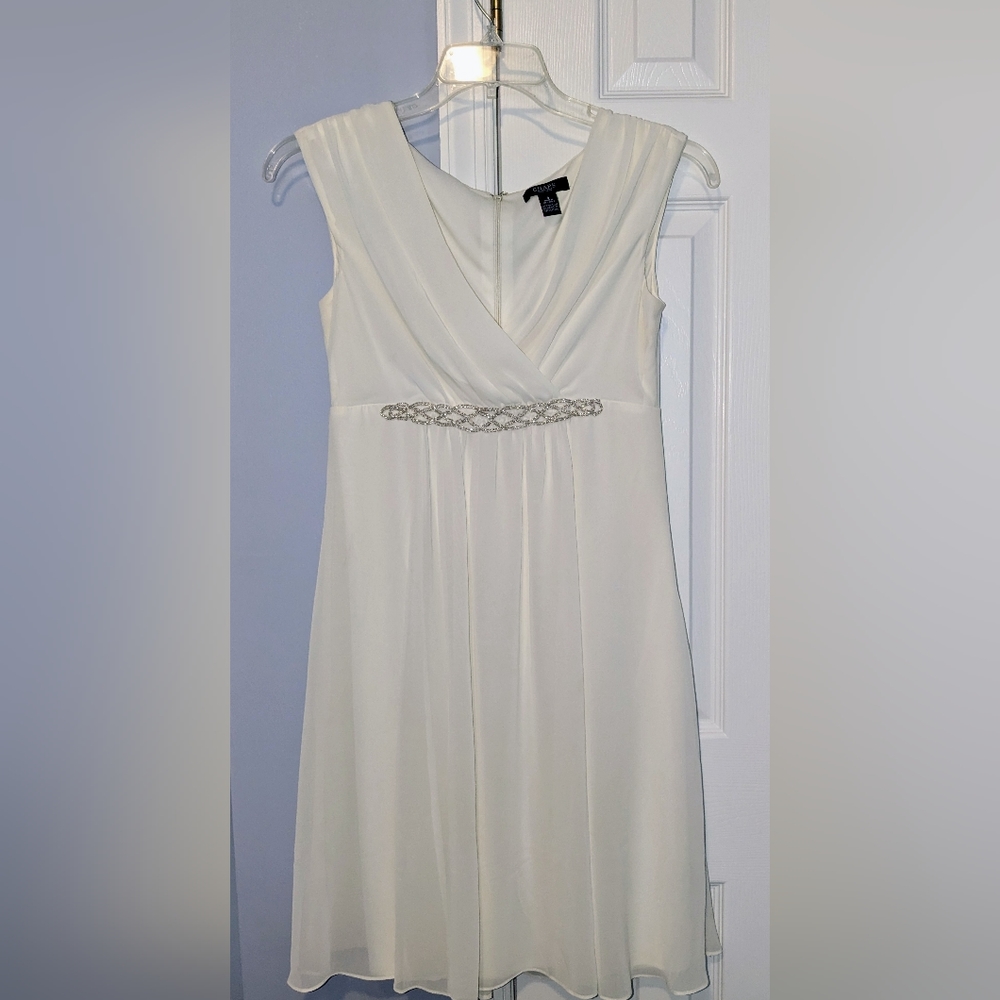 Chaps, size 4, Ivory dress with bead detail
